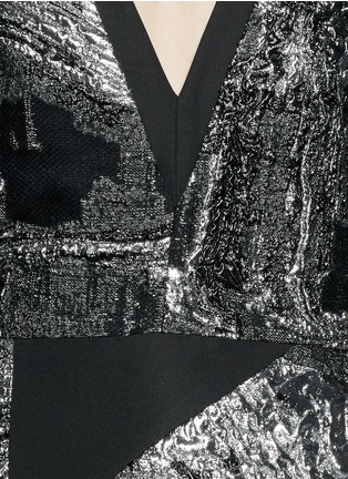 Detail View - Click To Enlarge - PRABAL GURUNG - Geometric panel cloqué jacquard dress