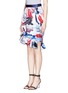 Front View - Click To Enlarge - PRABAL GURUNG - Marble print duchesse satin ruffle skirt