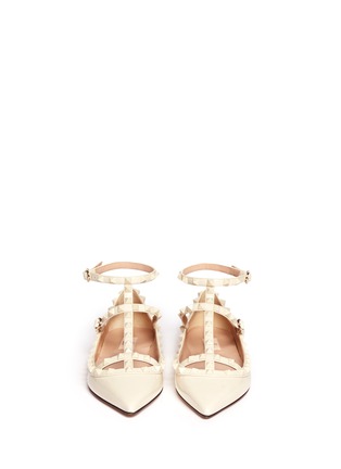 Figure View - Click To Enlarge - VALENTINO GARAVANI - Rockstud caged patent leather flats