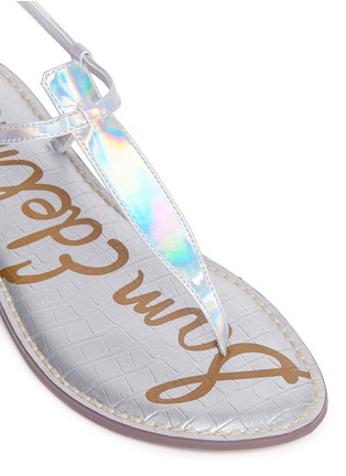 Detail View - Click To Enlarge - SAM EDELMAN - 'Gigi' holographic leather thong sandals
