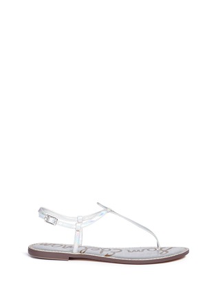 Main View - Click To Enlarge - SAM EDELMAN - 'Gigi' holographic leather thong sandals