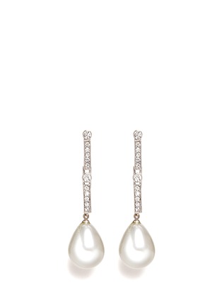 Main View - Click To Enlarge - KENNETH JAY LANE - Glass crystal pavé pear pearl drop clip earrings