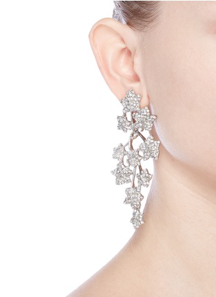 Figure View - Click To Enlarge - KENNETH JAY LANE - Glass crystal leaf drop clip earrings