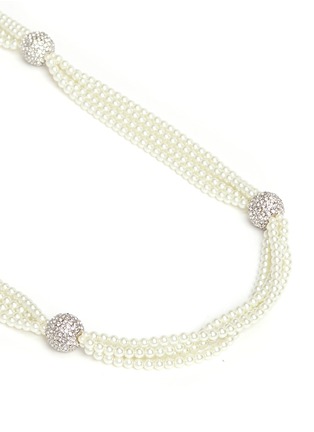 Detail View - Click To Enlarge - KENNETH JAY LANE - Glass crystal pavé sphere faux pearl necklace