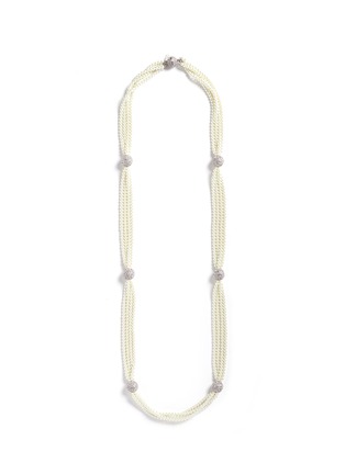 Main View - Click To Enlarge - KENNETH JAY LANE - Glass crystal pavé sphere faux pearl necklace