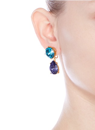 Figure View - Click To Enlarge - KENNETH JAY LANE - Glass crystal pear drop clip earrings