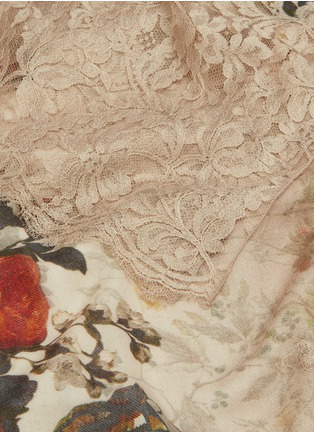 Detail View - Click To Enlarge - JANAVI - Floral print lace trim wool-silk scarf