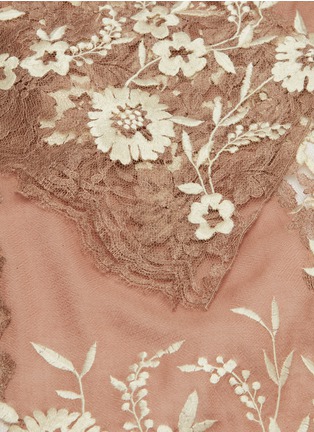 Detail View - Click To Enlarge - JANAVI - Floral embroidered lace end cashmere scarf