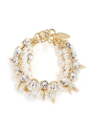 Main View - Click To Enlarge - JOOMI LIM - Arrowhead spike crystal faux pearl bracelet