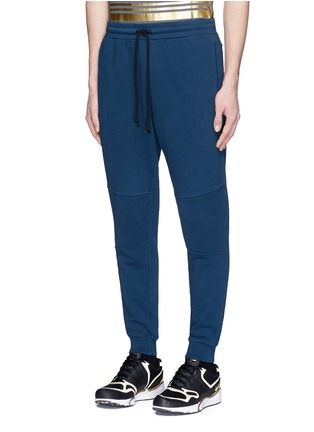 Front View - Click To Enlarge - THE UPSIDE - Panelled cotton French terry drawstring jogging pants