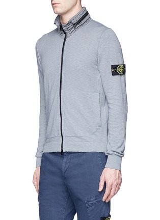 Front View - Click To Enlarge - STONE ISLAND - Logo badge hooded zip cardigan