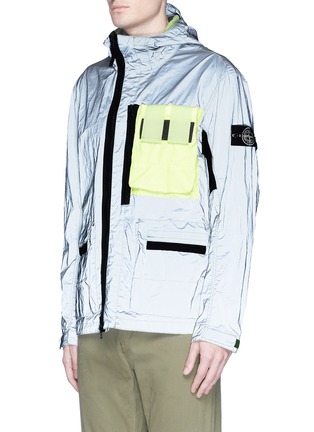 Front View - Click To Enlarge - STONE ISLAND - 'Mussola Gommata' reflective field jacket