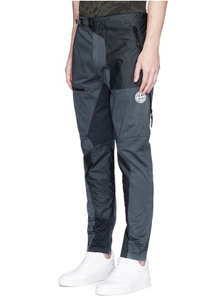 Front View - Click To Enlarge - STONE ISLAND - 'Mussola Gommata' panel twill jogging pants