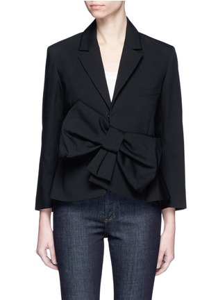 Main View - Click To Enlarge - VICTORIA, VICTORIA BECKHAM - Oversized bow tropical wool peplum blazer