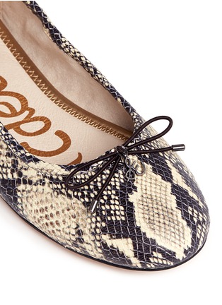 Detail View - Click To Enlarge - SAM EDELMAN - 'Felicia' snakeskin embossed leather ballet flats