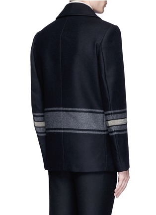 Back View - Click To Enlarge - PORTS 1961 - Stripe embellished double breasted peacoat