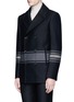 Front View - Click To Enlarge - PORTS 1961 - Stripe embellished double breasted peacoat