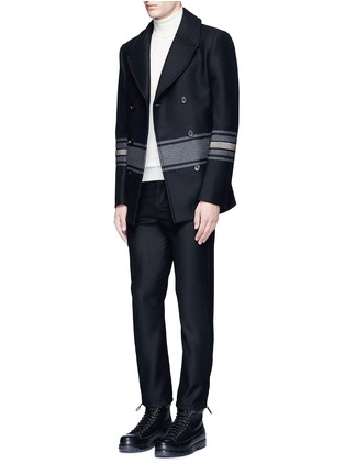 Figure View - Click To Enlarge - PORTS 1961 - Stripe embellished double breasted peacoat