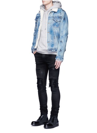Figure View - Click To Enlarge - AMIRI - 'MX1' plonge leather patchwork waxed jeans