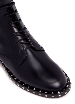 Detail View - Click To Enlarge - VALENTINO GARAVANI - 'Rockstud' trim leather combat boots