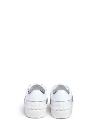 Back View - Click To Enlarge - VALENTINO GARAVANI - 'Rockstud' contrast panel leather sneakers