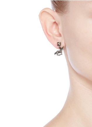 Figure View - Click To Enlarge - VALENTINO GARAVANI - Unicorn Rockstud engraved earrings