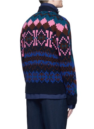 Back View - Click To Enlarge - SACAI - Pixel stripe cardigan overlay twill jacket