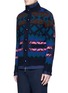 Front View - Click To Enlarge - SACAI - Pixel stripe cardigan overlay twill jacket