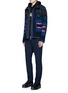 Figure View - Click To Enlarge - SACAI - Pixel stripe cardigan overlay twill jacket