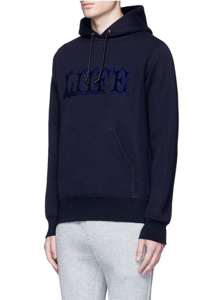 Front View - Click To Enlarge - SACAI - 'LIIFE' embroidery cotton blend neoprene hoodie
