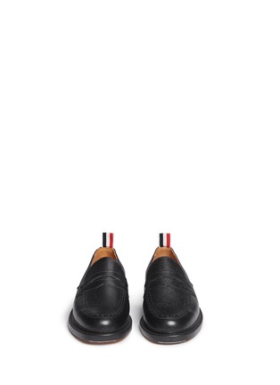 Front View - Click To Enlarge - THOM BROWNE  - Pebble leather penny loafers