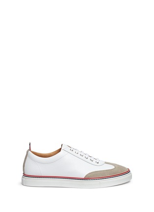 Main View - Click To Enlarge - THOM BROWNE  - Suede toe cap leather sneakers