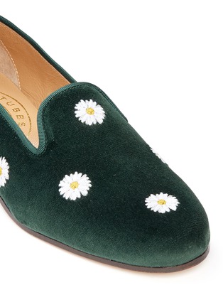 Detail View - Click To Enlarge - STUBBS & WOOTTON - Daisy embroidery velvet slip-ons