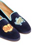 Detail View - Click To Enlarge - STUBBS & WOOTTON - 'Gulp/Ooops' embroidery velvet slip-ons