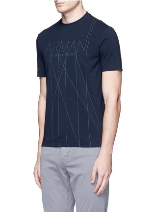 Front View - Click To Enlarge - ARMANI COLLEZIONI - Slim fit logo print T-shirt