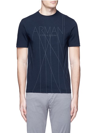 Main View - Click To Enlarge - ARMANI COLLEZIONI - Slim fit logo print T-shirt