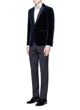 Figure View - Click To Enlarge - ARMANI COLLEZIONI - 'Metropolitan' Glen plaid velvet tuxedo blazer