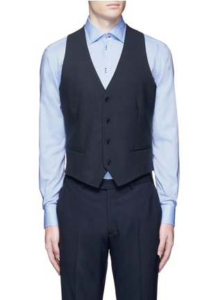 Main View - Click To Enlarge - ARMANI COLLEZIONI - Wool hopsack waistcoat