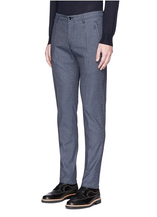 Front View - Click To Enlarge - ARMANI COLLEZIONI - Cotton houndstooth chinos