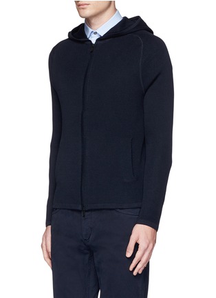 Front View - Click To Enlarge - THEORY - 'Melker' waffle knit zip front sweater