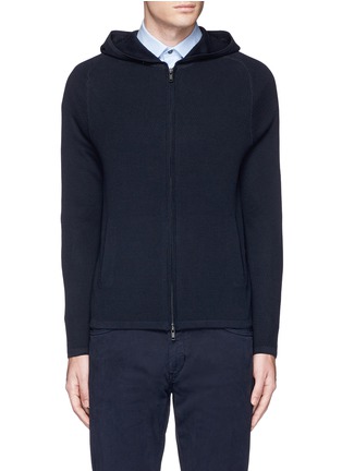 Main View - Click To Enlarge - THEORY - 'Melker' waffle knit zip front sweater