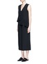 Front View - Click To Enlarge - TIBI - Ruffle waist silk V-neck jumpsuit