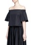 Front View - Click To Enlarge - TIBI - Cotton poplin off-shoulder top