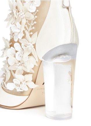 Detail View - Click To Enlarge - PAUL ANDREW - 'Bijoux' floral appliqué mesh satin sandals