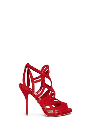 Main View - Click To Enlarge - PAUL ANDREW - 'Ella' cutout suede caged sandals