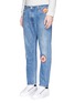 Front View - Click To Enlarge - RE/DONE - 'RE/PAIR RE/DONE' embroidered patch relaxed taper jeans