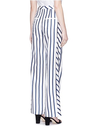Back View - Click To Enlarge - 72723 - 'Dual Stripe' silk twill slim wide leg pant