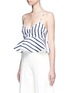 Front View - Click To Enlarge - 72723 - Dual stripe silk peplum bralette top