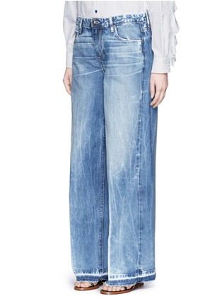 Front View - Click To Enlarge - 72877 - Frayed cuff wide leg jeans