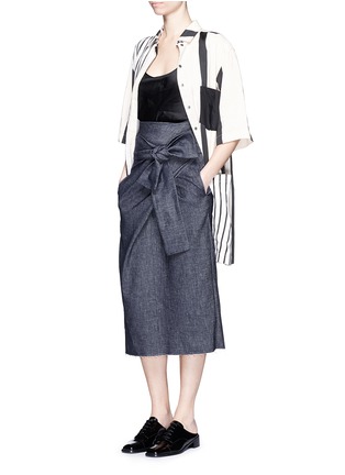 Figure View - Click To Enlarge - ERIKA CAVALLINI - Wrap front denim skirt